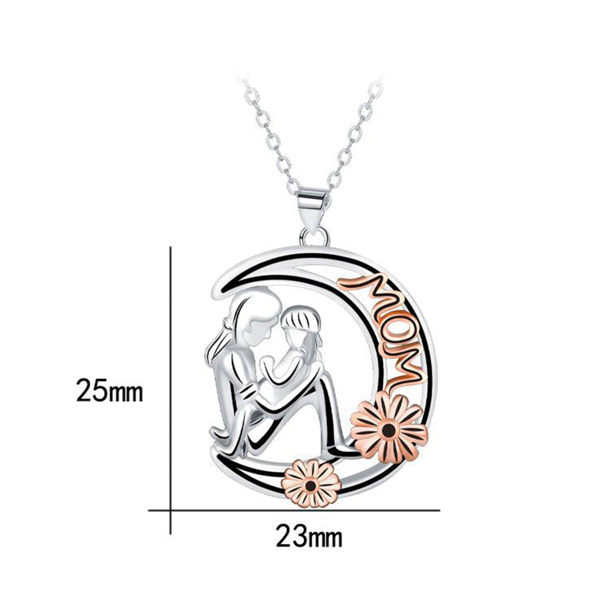 Copper With Silver/Rosgold Plated Moon Pendant Necklace