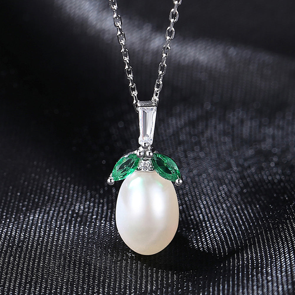 925 Sterling Silver Natural Pearl Drop Necklace Fashion Jewelry Gift for Women Girls