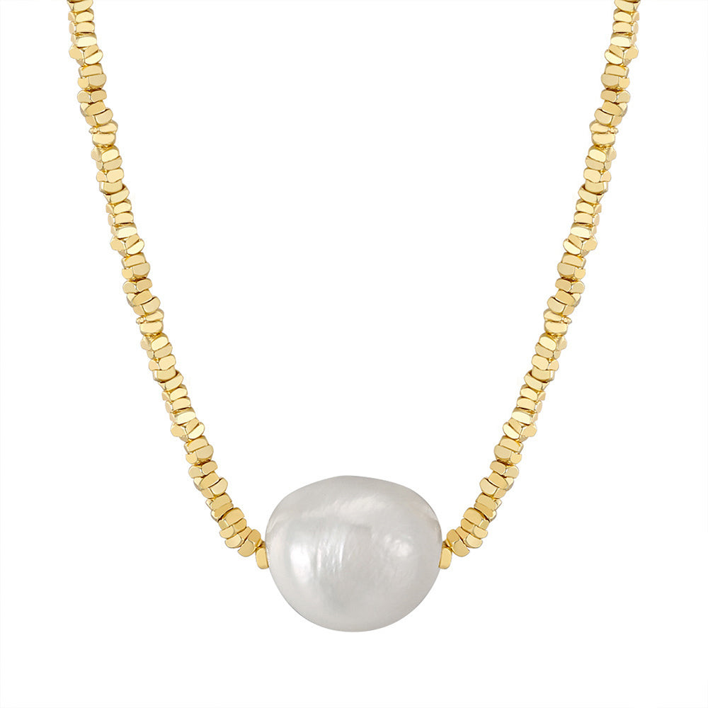 925 Sterling Silver Natural Pearl Necklace Fashion Jewelry Gift for Women Girls