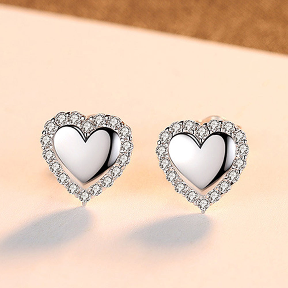 925 Sterling Silver Heart Earrings Fashion Jewelry Gift for Women Girls