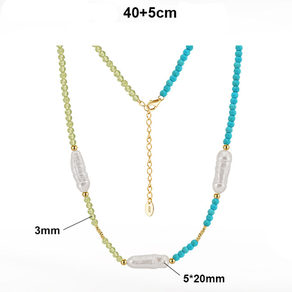 925 Sterling Silver Natural Pearl Necklace Fashion Jewelry Gift for Women Girls