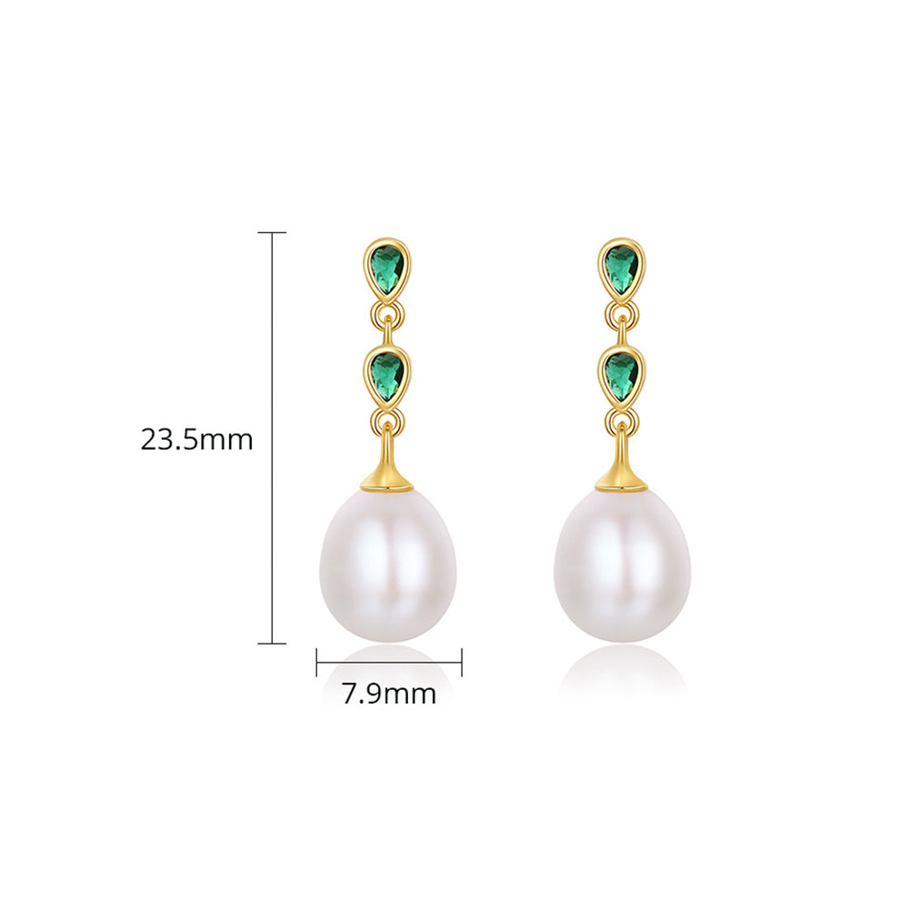 Pendientes colgantes de perla natural de plata de ley 925, joyería de moda, regalo para mujeres y niñas.
