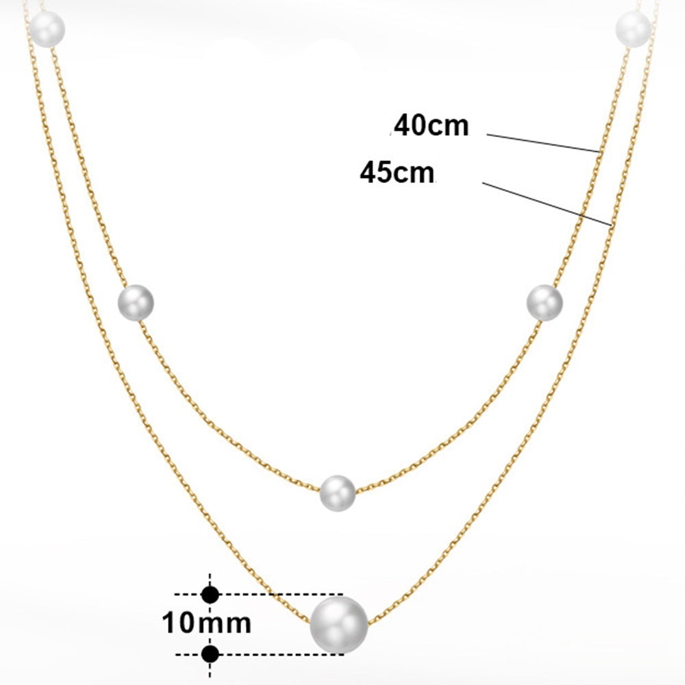 925 Sterling Silver Natural Pearl Necklace Fashion Jewelry Gift for Women Girls