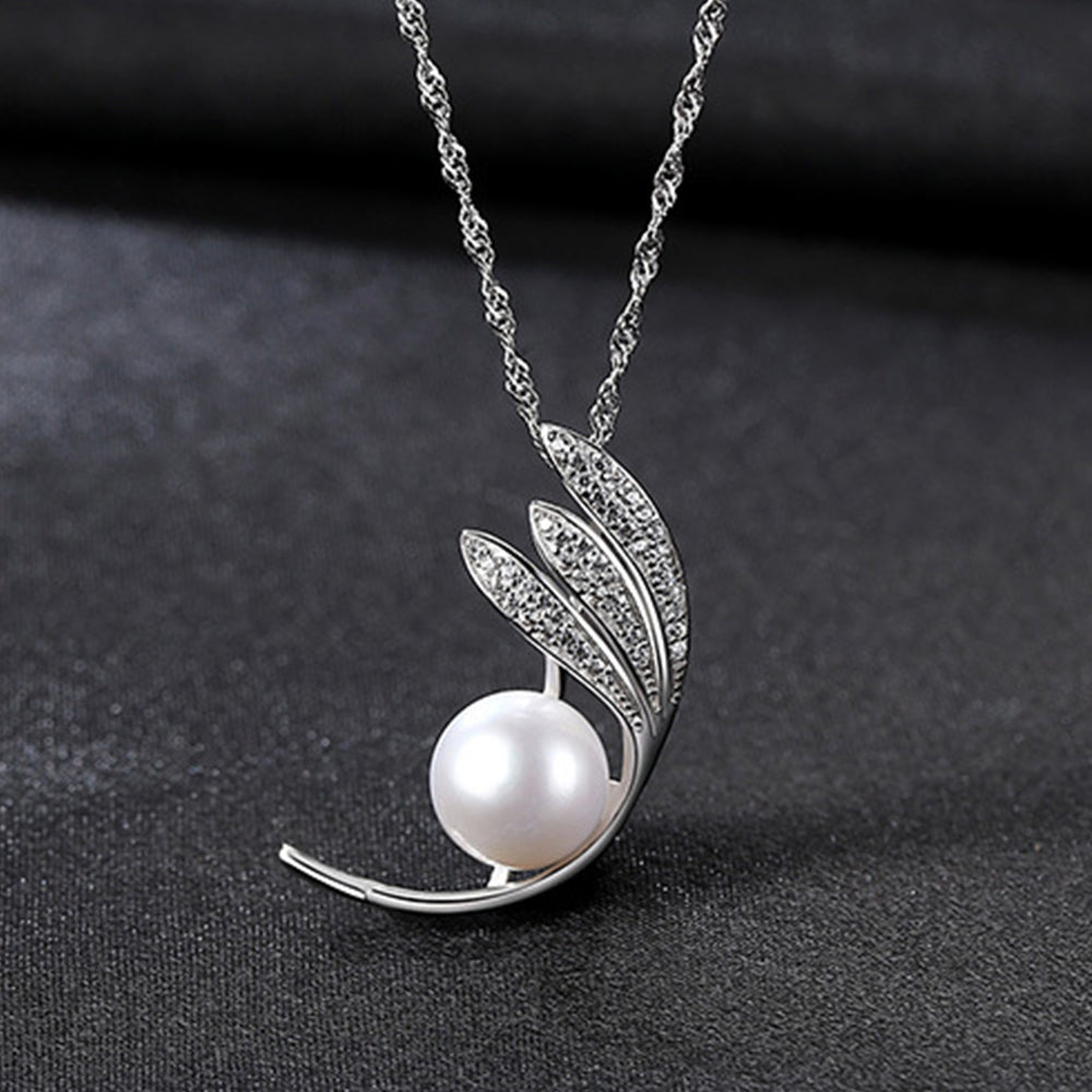 925 Sterling Silver Natural Pearl Drop Necklace Fashion Jewelry Gift for Women Girls