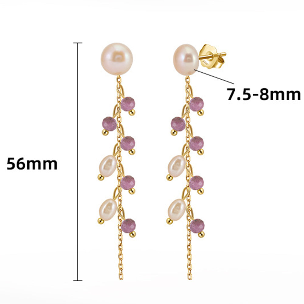 925 Sterling Silver Natural Pearl Earrings Fashion Jewelry Gift for Women Girl