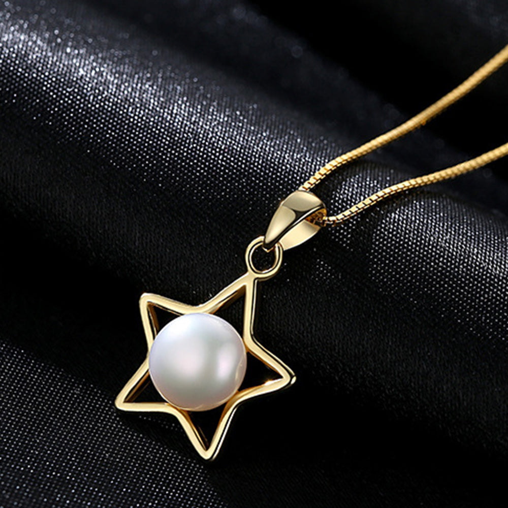 925 Sterling Silver Natural Pearl Drop Necklace Fashion Jewelry Gift for Women Girls