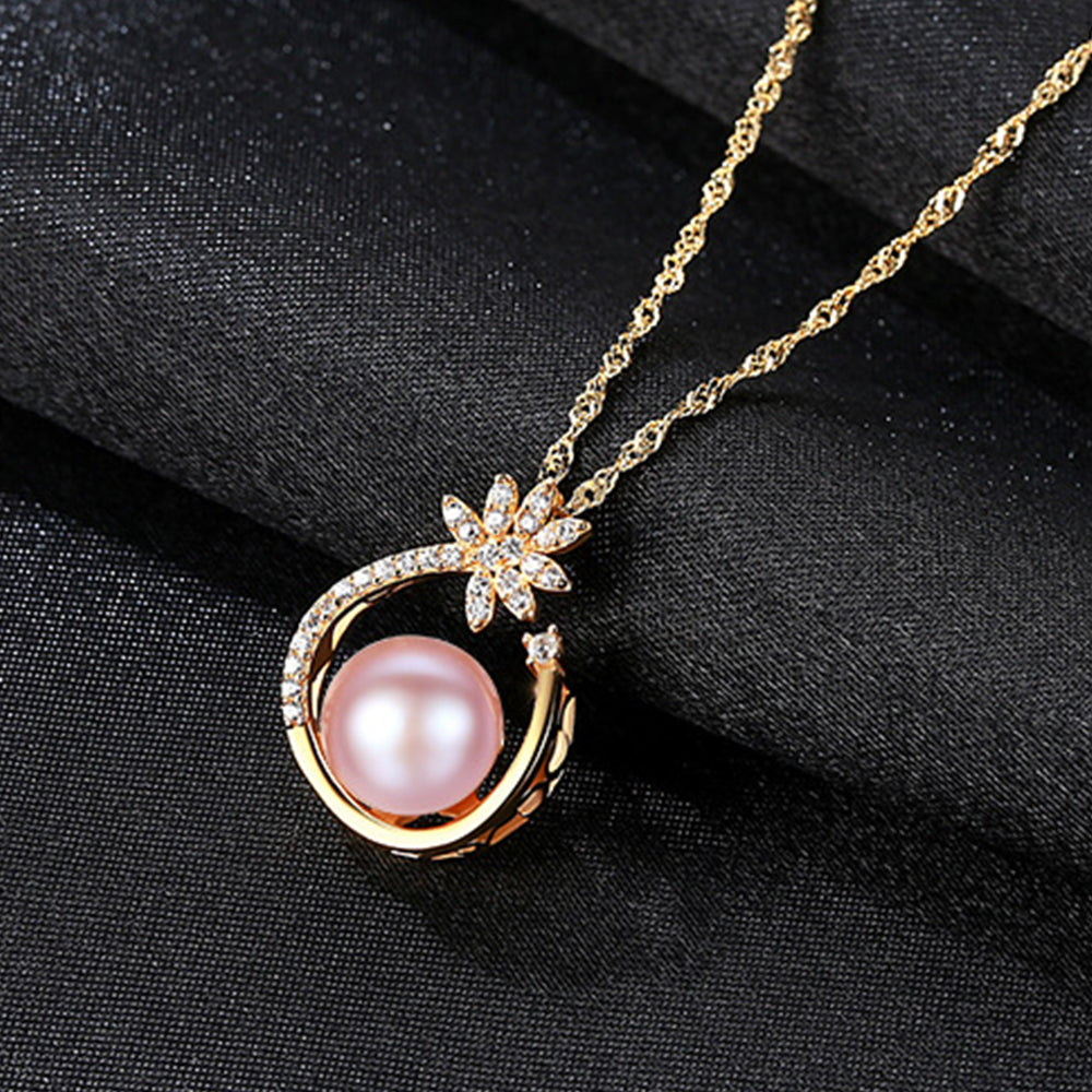 925 Sterling Silver Natural Pearl Drop Necklace Fashion Jewelry Gift for Women Girls