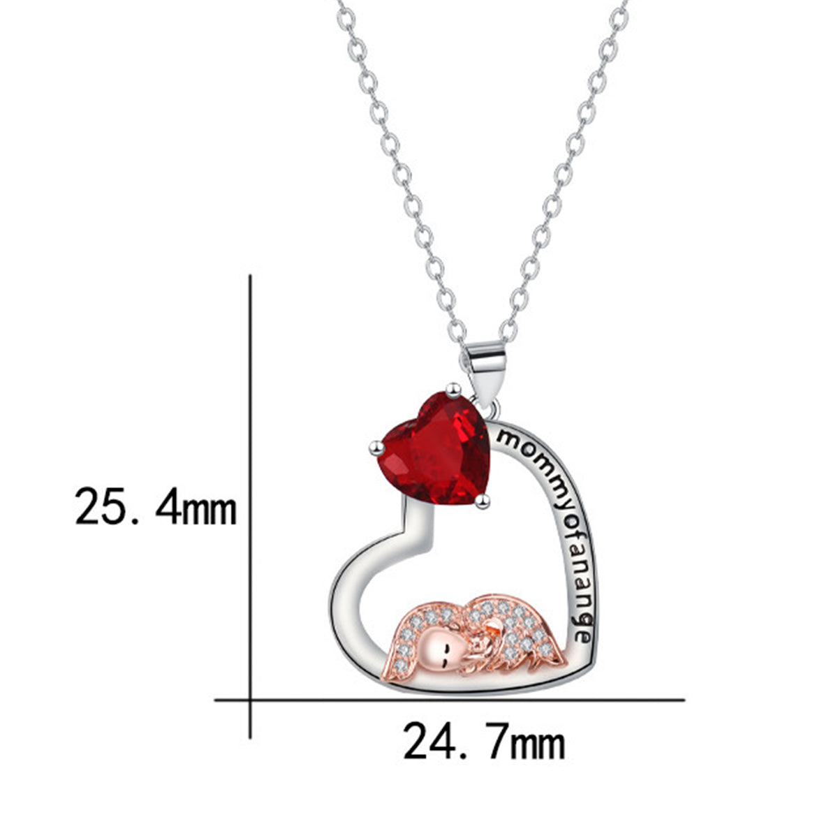 Copper With Silver/Rosegold Plated Heart Pendant Necklace