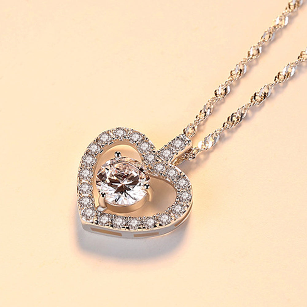 925 Sterling Silver Heart Necklace Fashion Jewelry Gift for Women Girls