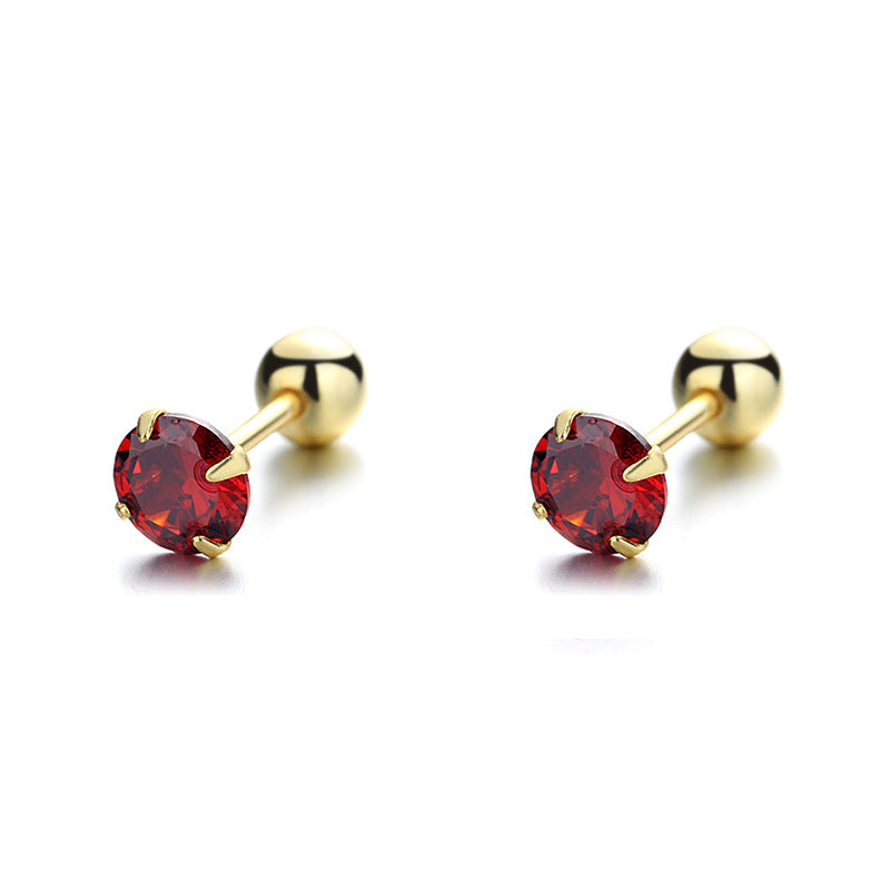 925 Sterling Silver Zircon Screw Back Stud Earrings