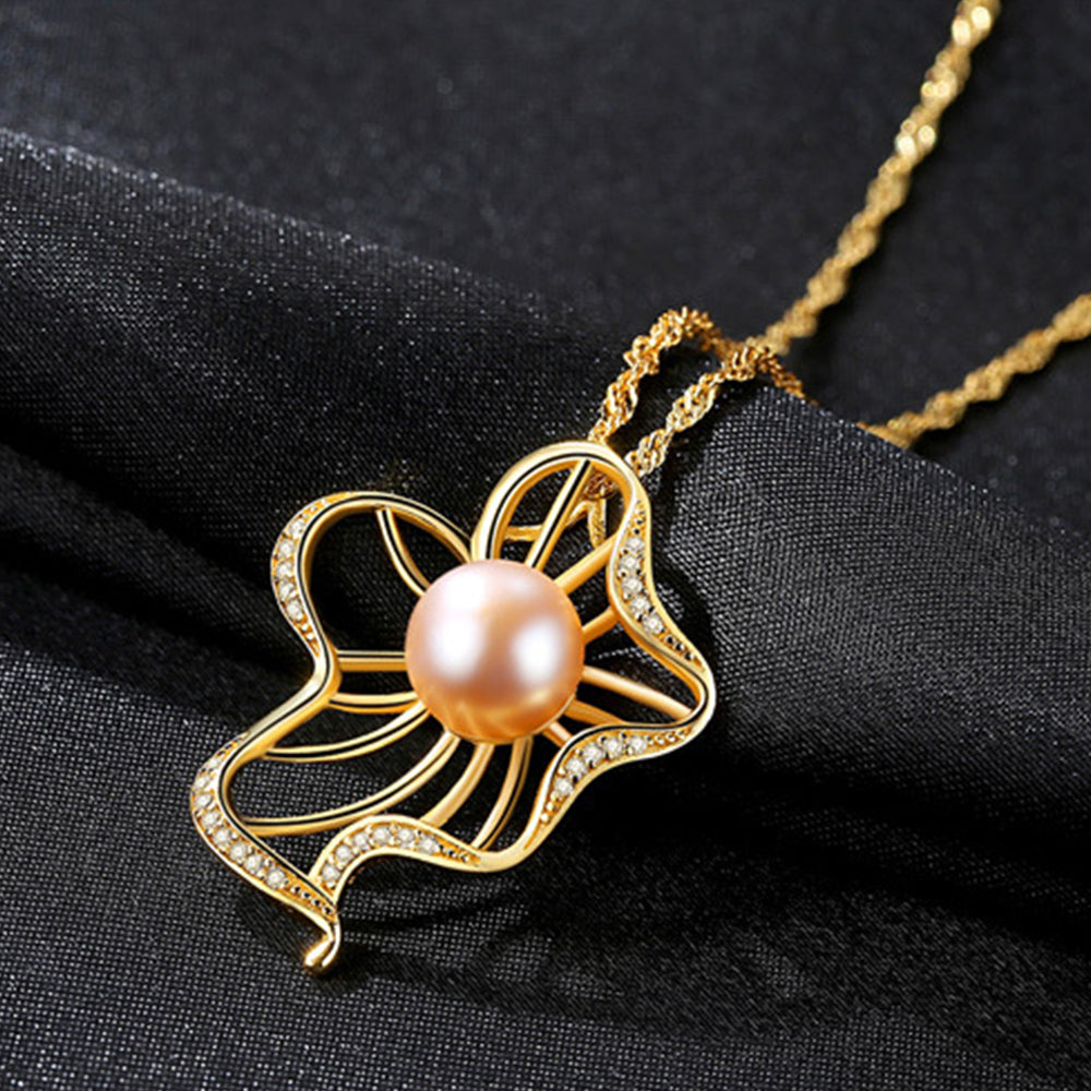925 Sterling Silver Natural Pearl Drop Necklace Fashion Jewelry Gift for Women Girls