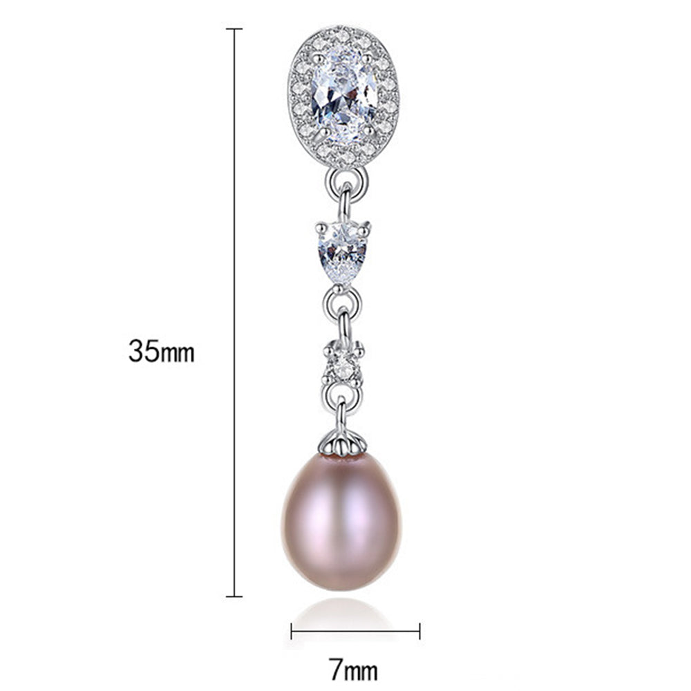 925 Sterling Silver Natural Pearl Drop Earrings Fashion Jewelry Gift for Women Girls
