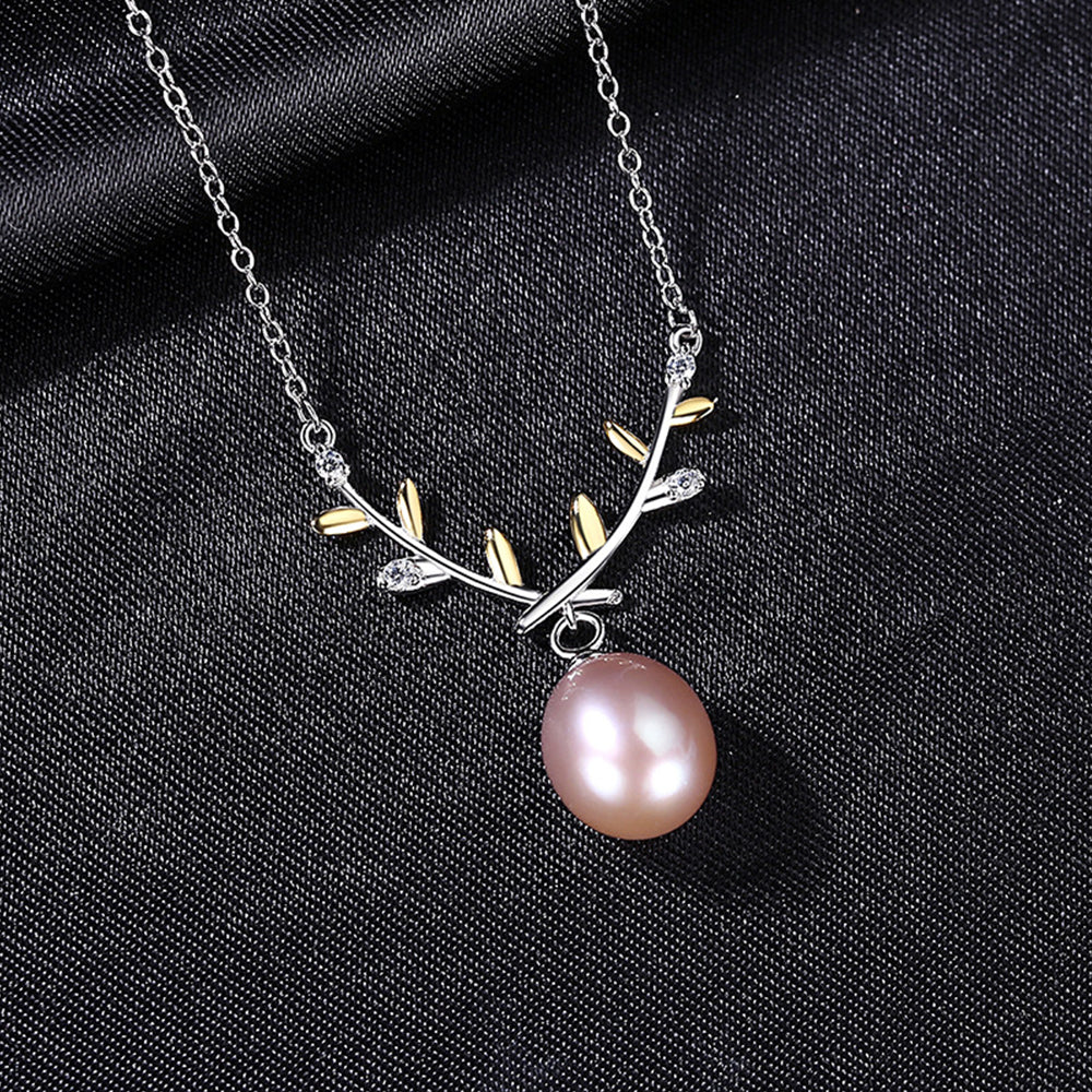 925 Sterling Silver Natural Pearl Drop Necklace Fashion Jewelry Gift for Women Girls