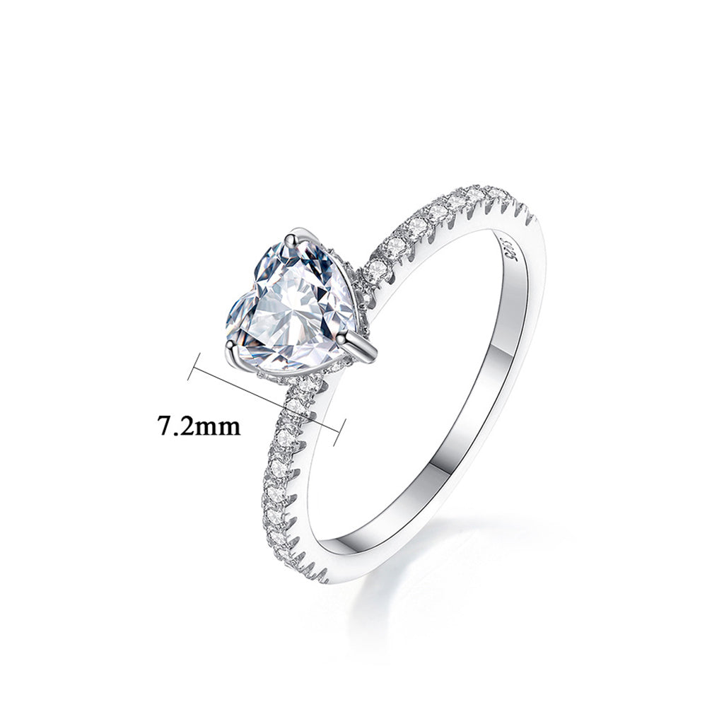 925 Sterling Silver Heart Ring Fashion Jewelry Gift for Women Girls