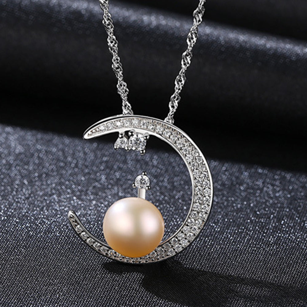 925 Sterling Silver Natural Pearl Drop Necklace Fashion Jewelry Gift for Women Girls