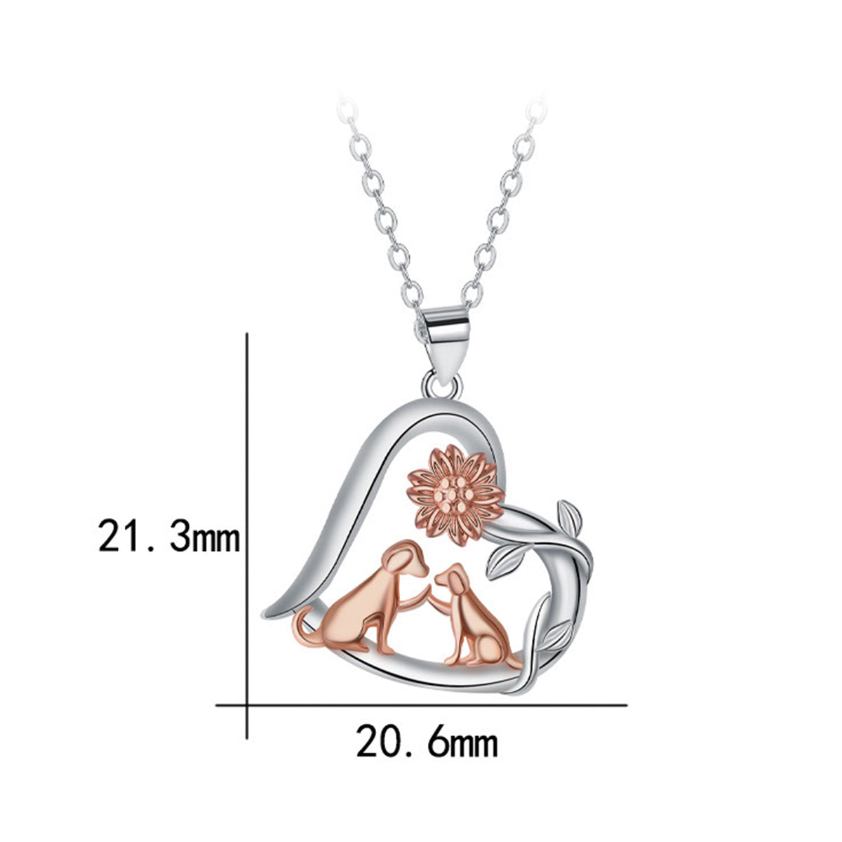 Copper With Silver/Rosegold Plated Heart Pendant Necklace