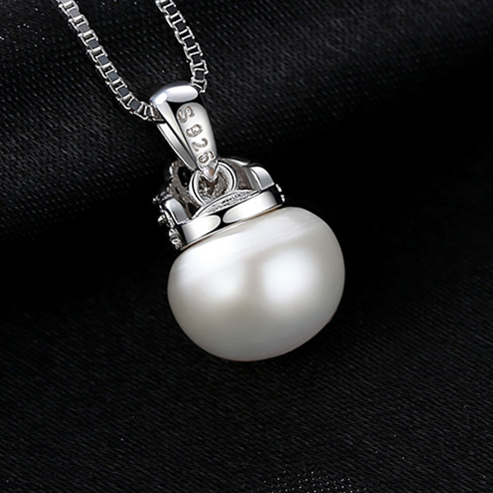 925 Sterling Silver Natural Pearl Drop Necklace Fashion Jewelry Gift for Women Girls