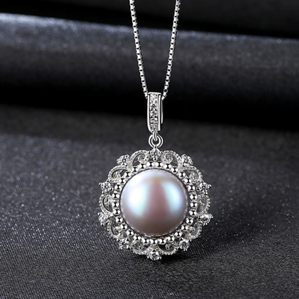 925 Sterling Silver Natural Pearl Drop Necklace Fashion Jewelry Gift for Women Girls