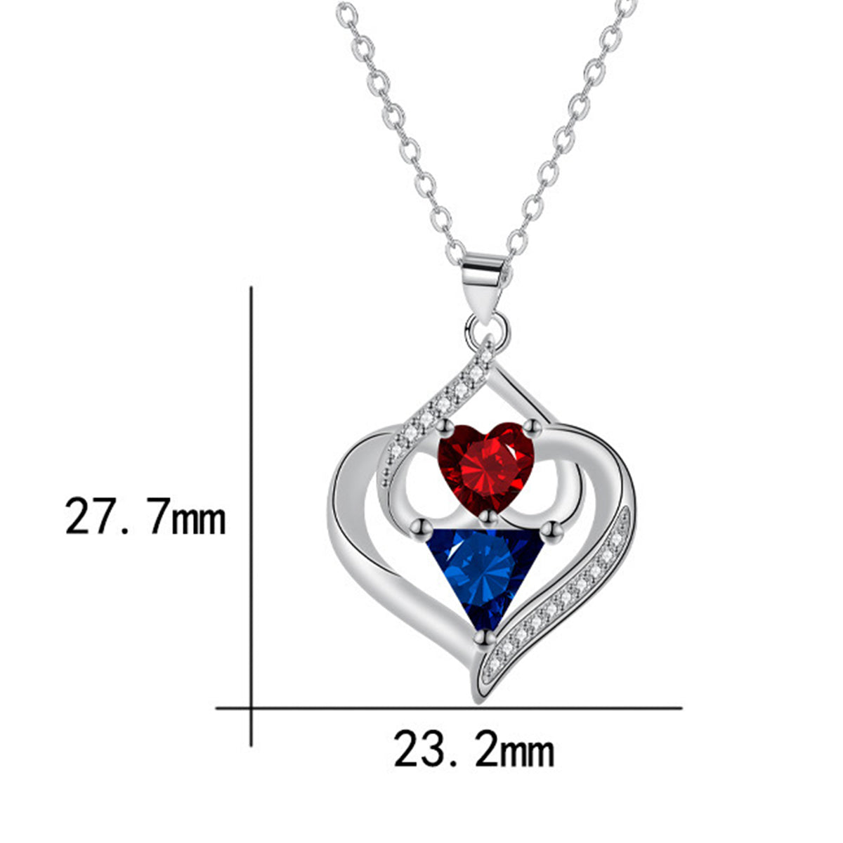Copper With Silver Plated Heart Pendant Necklace