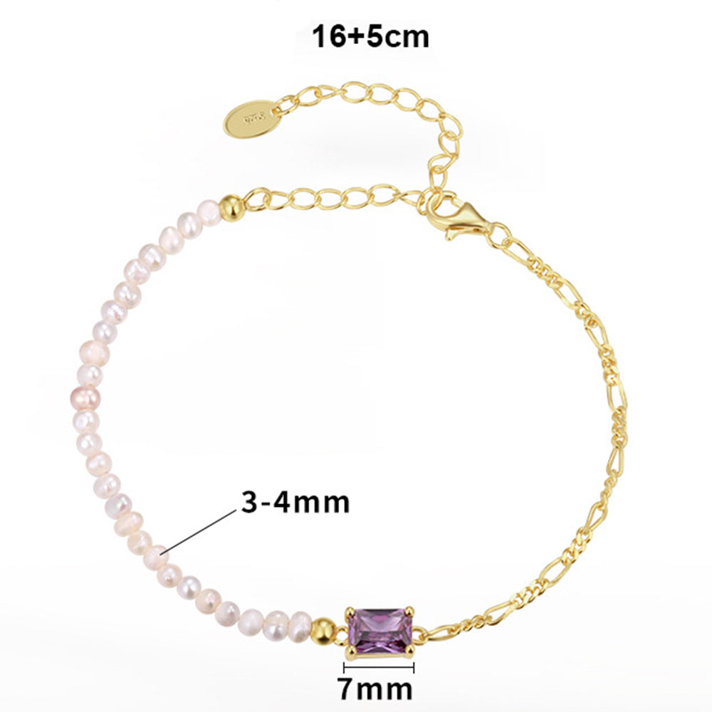 925 Sterling Silver Pearl Bracelet Fashion Jewelry Gift for Women Girls