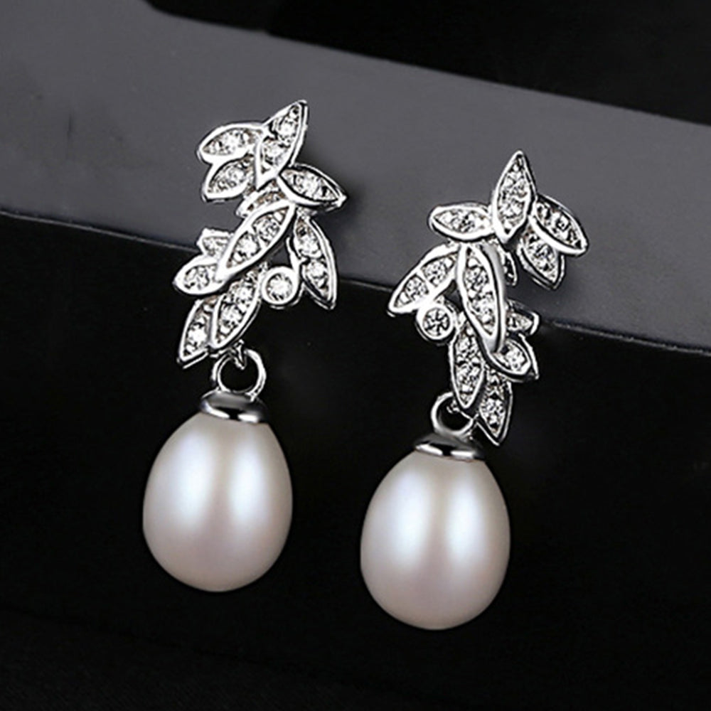 925 Sterling Silver Natural Pearl Stud Earrings Fashion Jewelry Gift for Women Girls