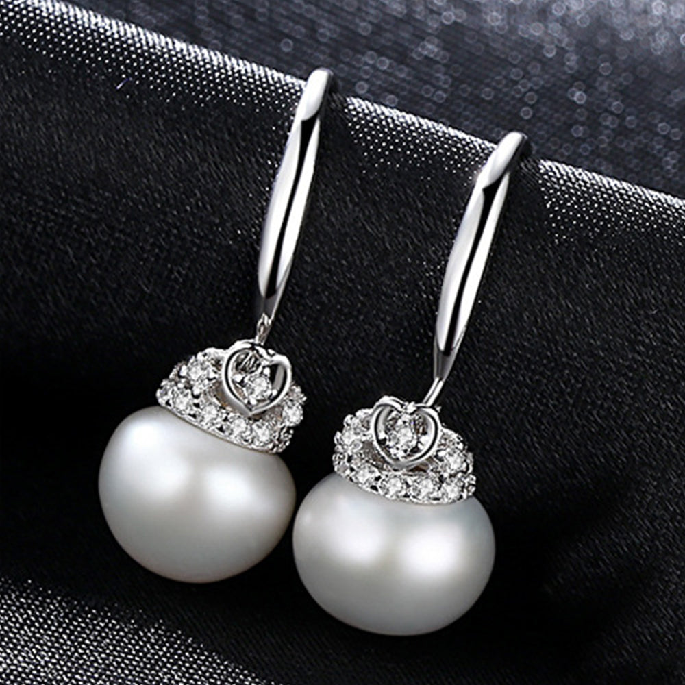 Pendientes colgantes de perla natural de plata de ley 925, joyería de moda, regalo para mujeres y niñas.