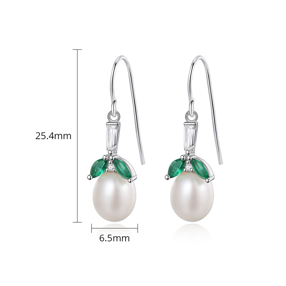 925 Sterling Silver Natural Pearl Drop Earrings Fashion Jewelry Gift for Women Girls(复制)
