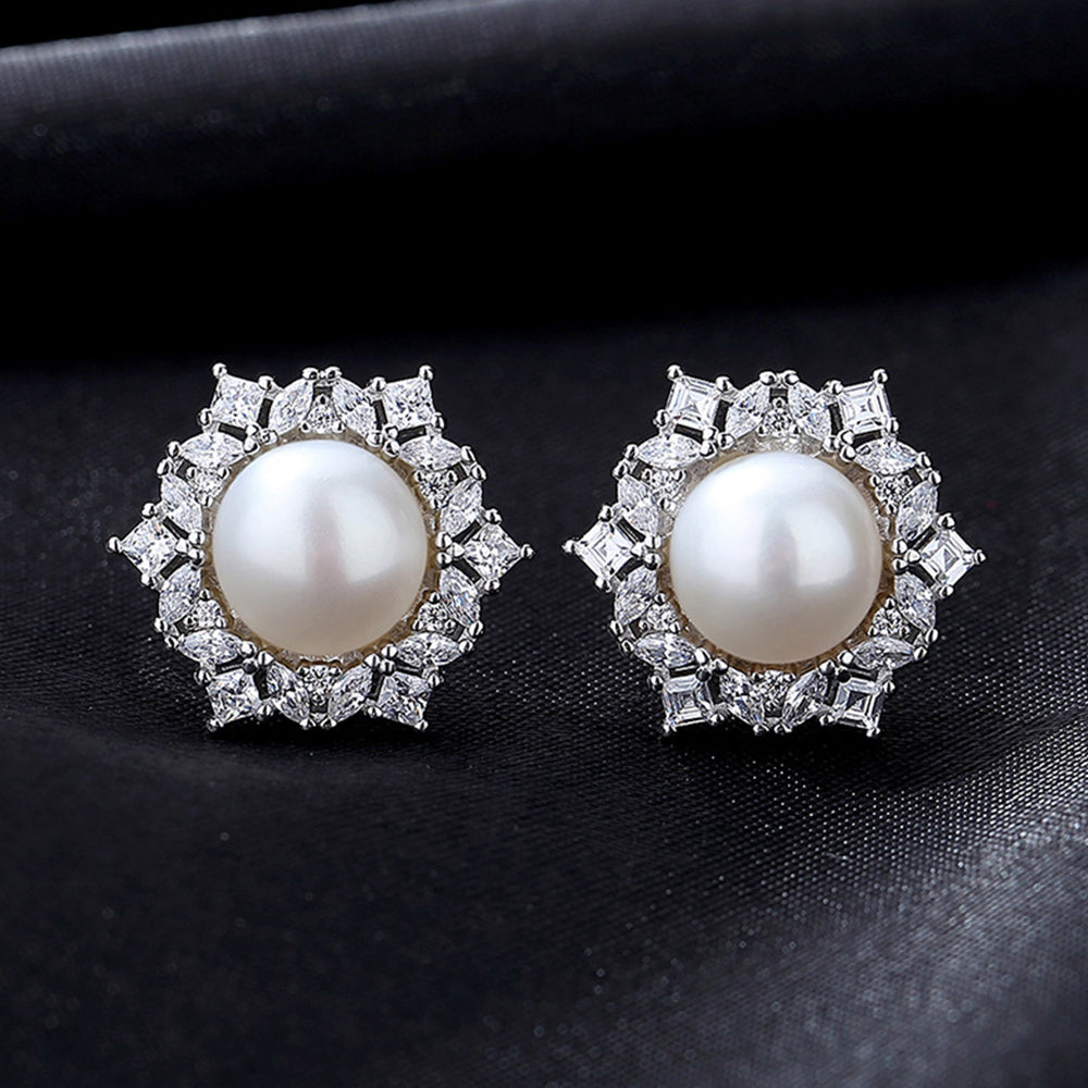 925 Sterling Silver Natural Pearl Drop Earrings Fashion Jewelry Gift for Women Girls