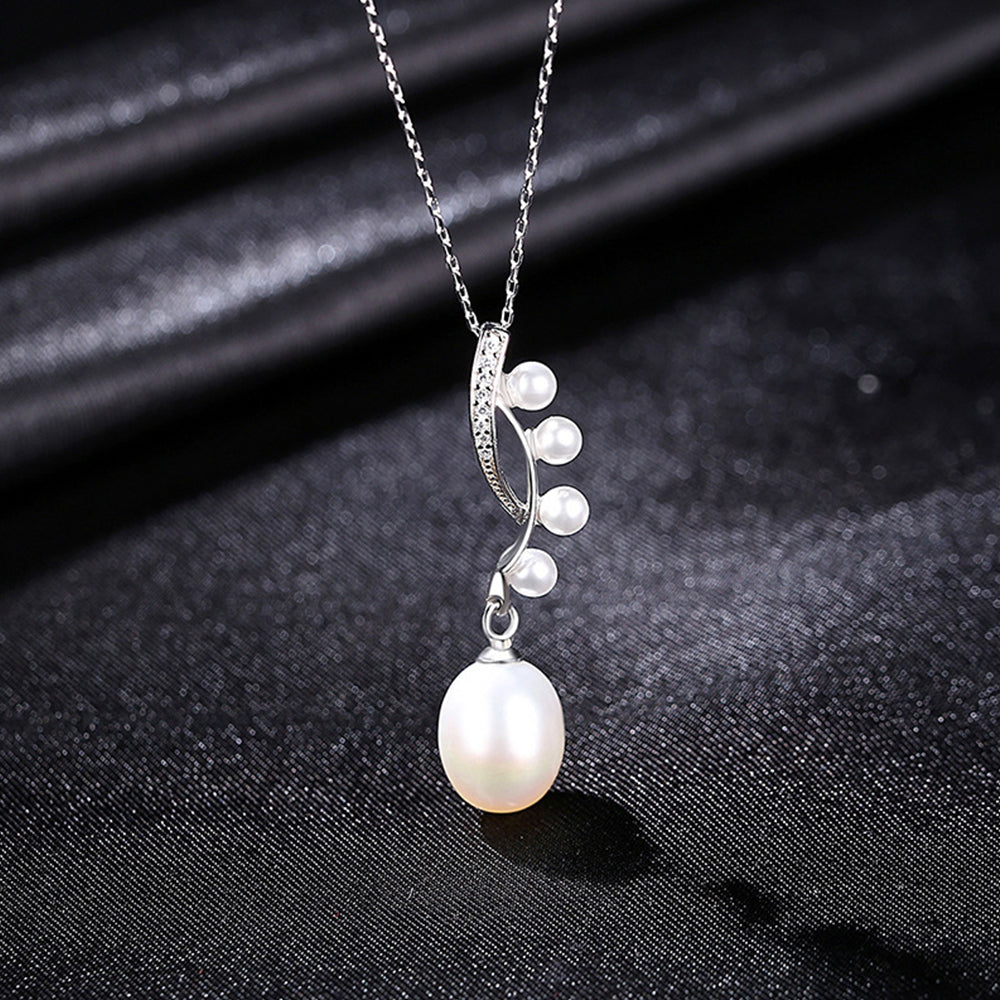 925 Sterling Silver Natural Pearl Drop Necklace Fashion Jewelry Gift for Women Girls