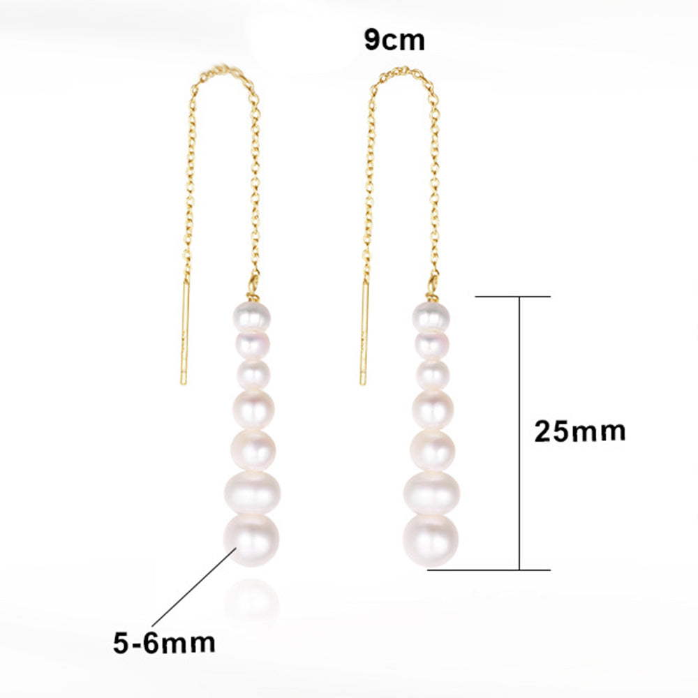 925 Sterling Silver Natural Pearl Earrings Fashion Jewelry Gift for Women Girl