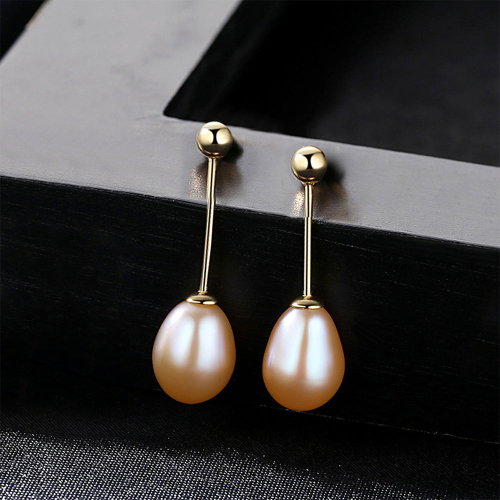 925 Sterling Silver Natural Pearl Drop Earrings Fashion Jewelry Gift for Women Girls