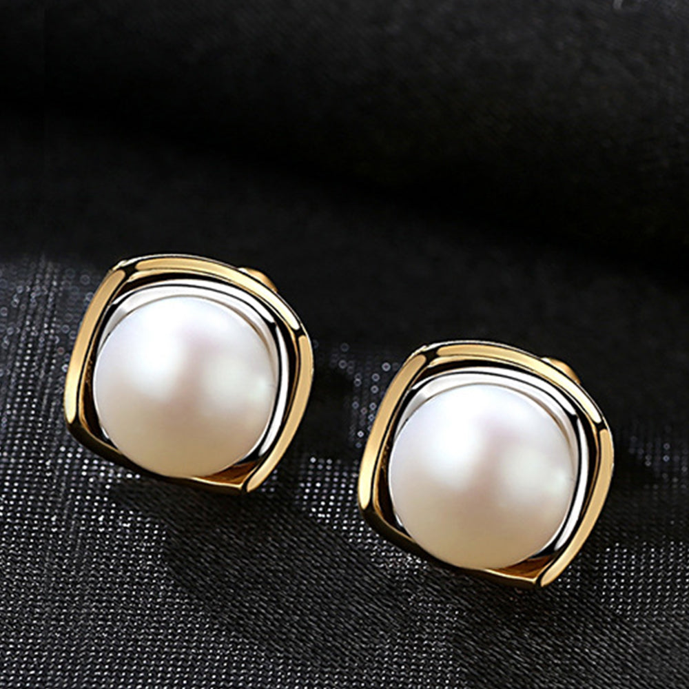 925 Sterling Silver Natural Pearl Stud Earrings Fashion Jewelry Gift for Women Girls