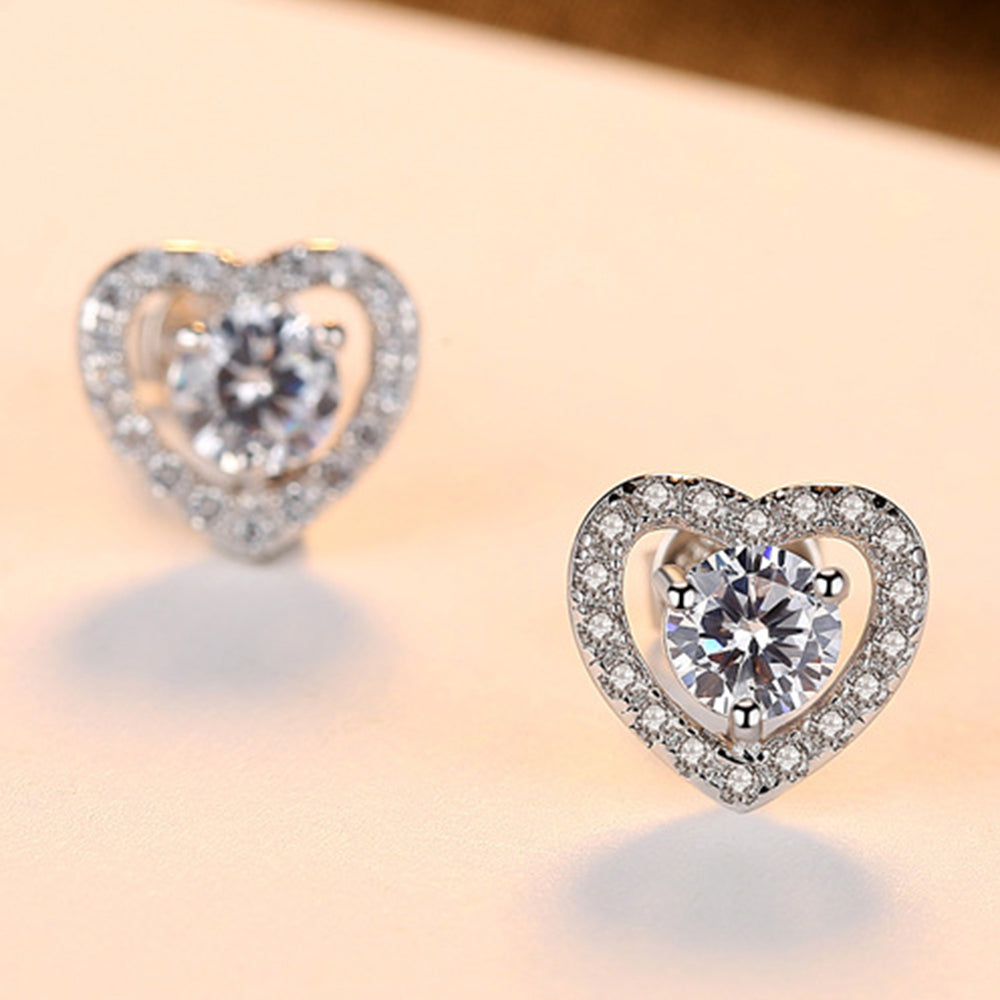 925 Sterling Silver Heart Earrings Fashion Jewelry Gift for Women Girls