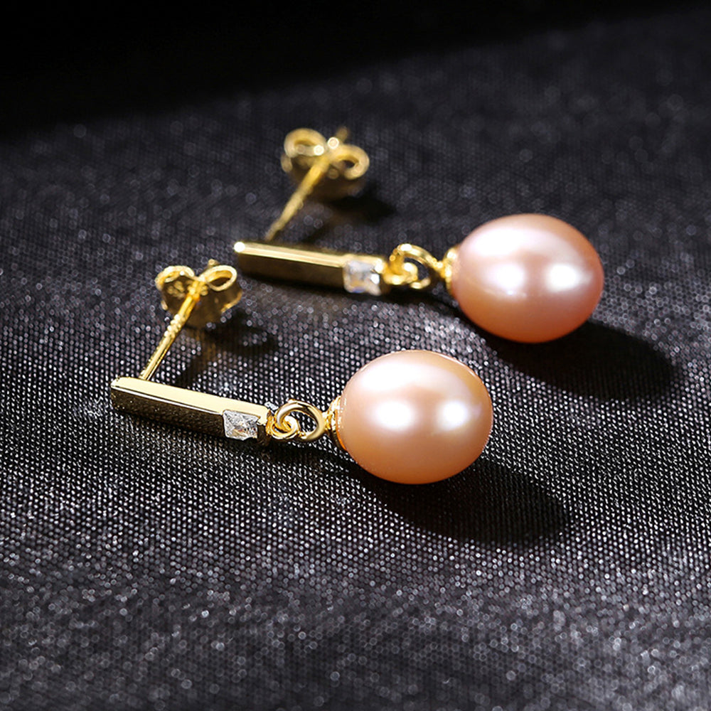 925 Sterling Silver Natural Pearl Drop Earrings Fashion Jewelry Gift for Women Girls