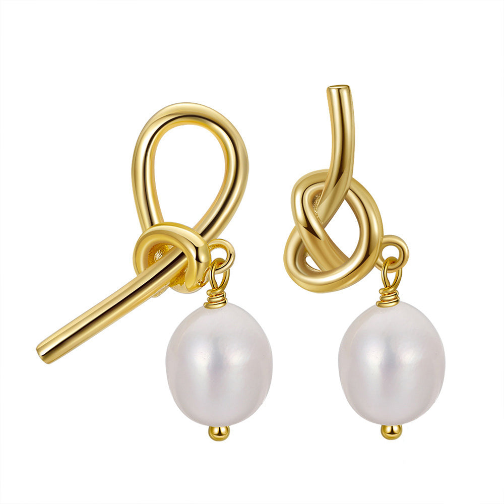 925 Sterling Silver Natural Pearl Earrings Fashion Jewelry Gift for Women Girl