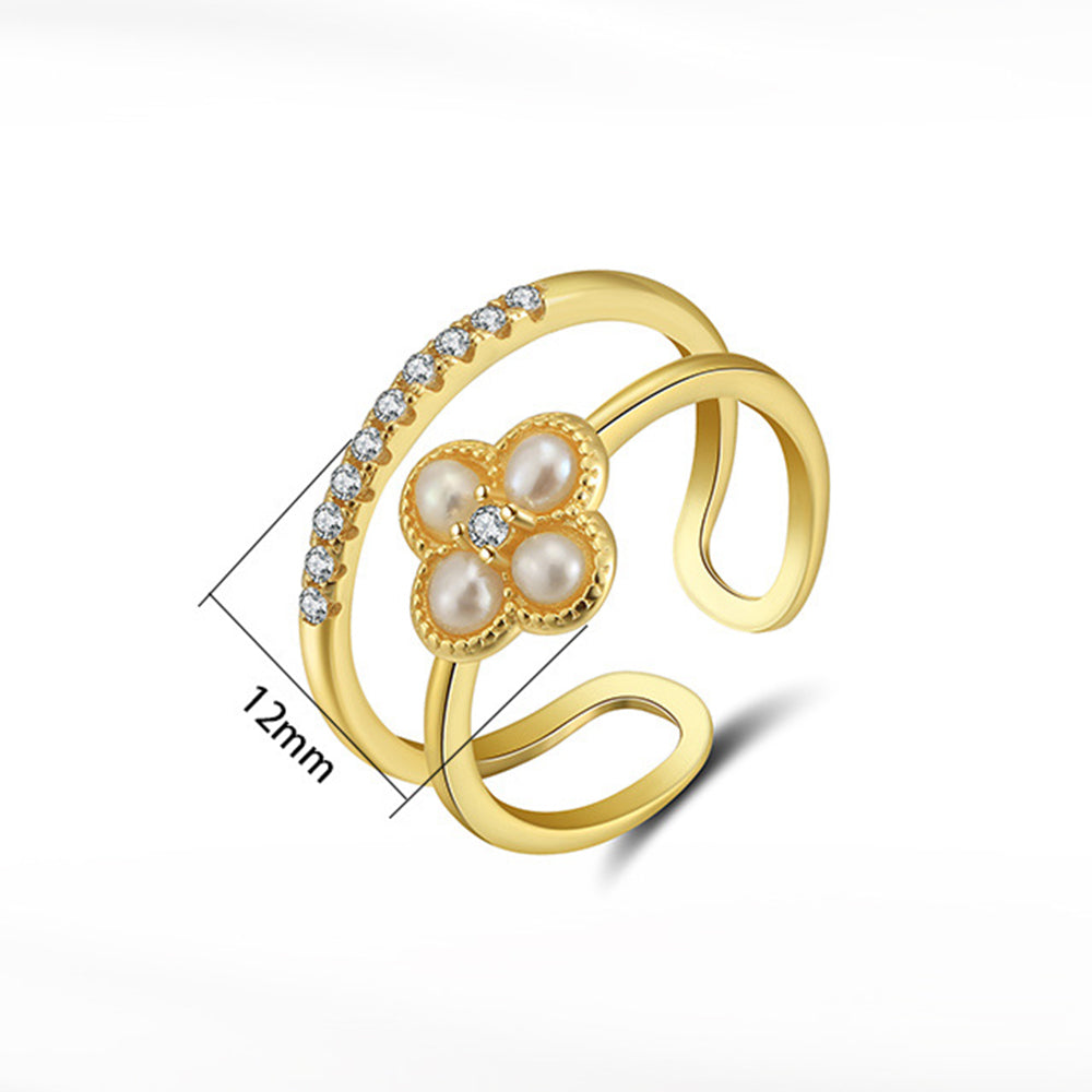 925 Sterling Silver Natural Pearl Ring Fashion Jewelry Gift for Women Girls
