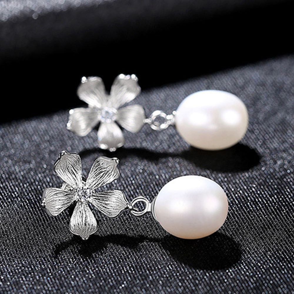 Pendientes colgantes de perla natural de plata de ley 925, joyería de moda, regalo para mujeres y niñas.