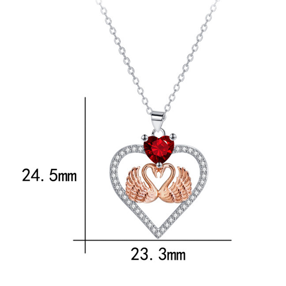 Copper With Silver/Rosegold Plated Heart Pendant Necklace