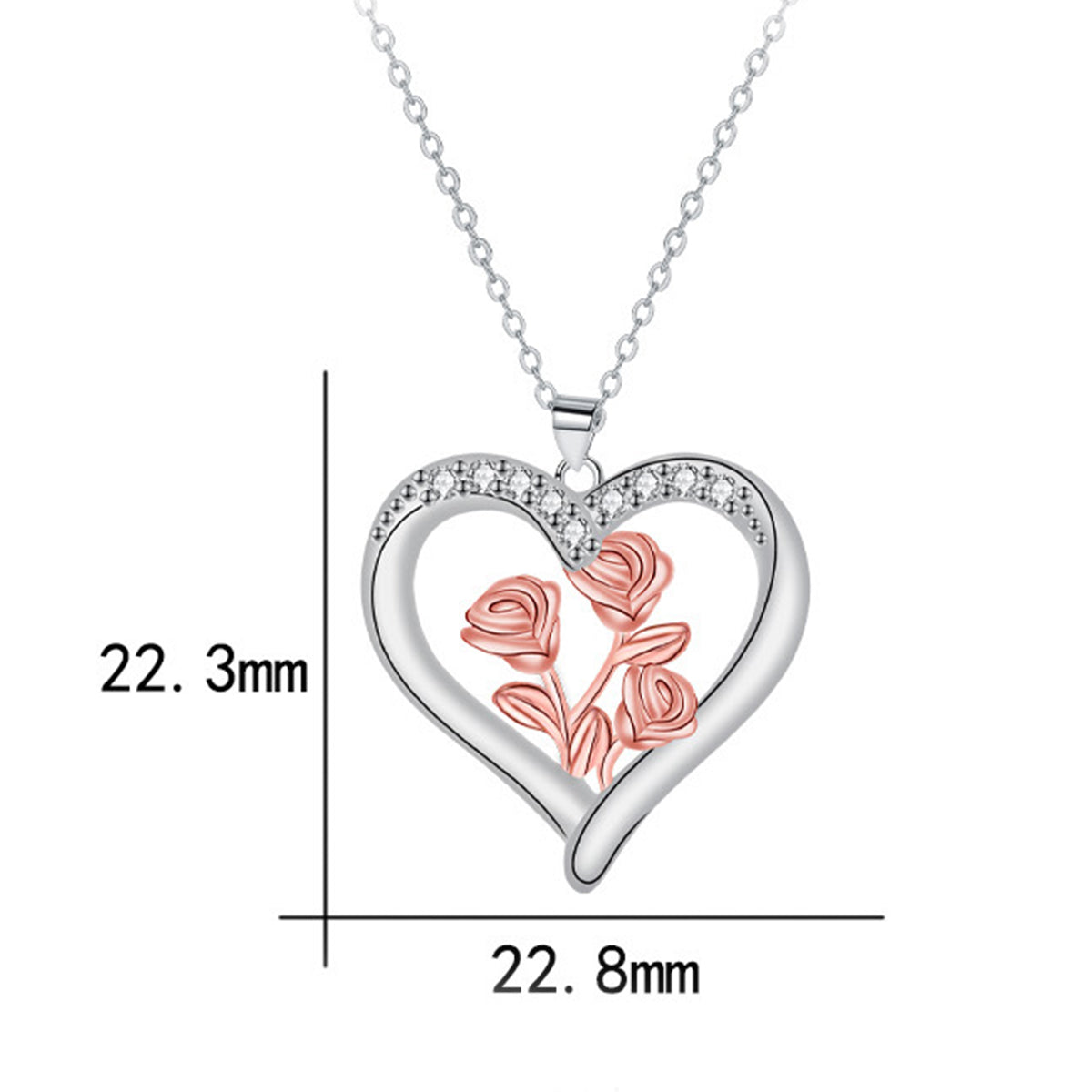 Copper With Silver/Rosegold Plated Heart Pendant Necklace