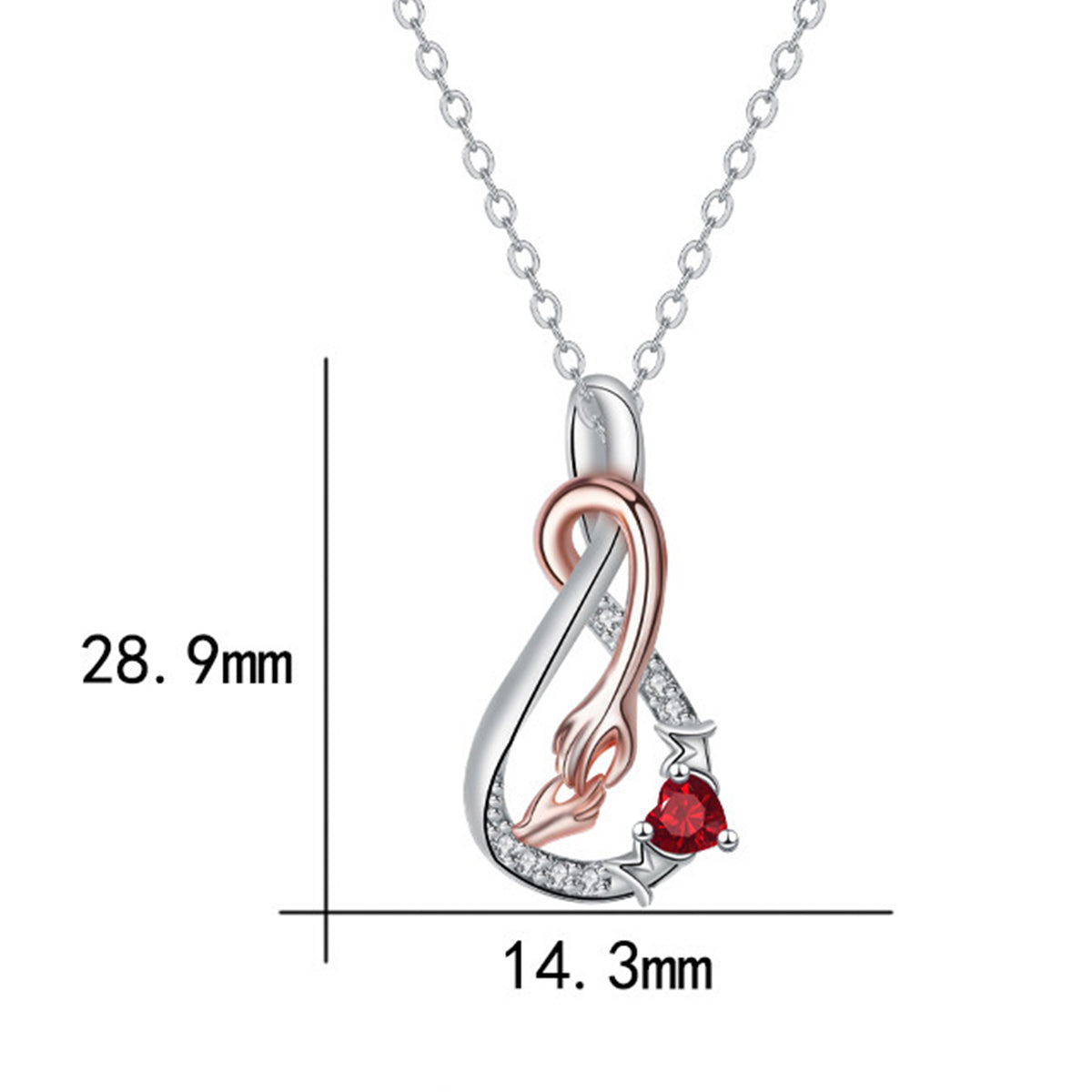 Copper With Silver/Rosegold Plated Love Pendant Necklace