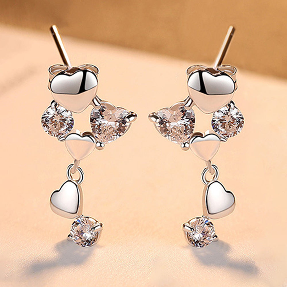 925 Sterling Silver Heart Earrings Fashion Jewelry Gift for Women Girls