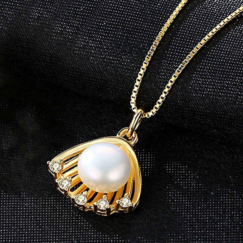 925 Sterling Silver Natural Pearl Drop Necklace Fashion Jewelry Gift for Women Girls
