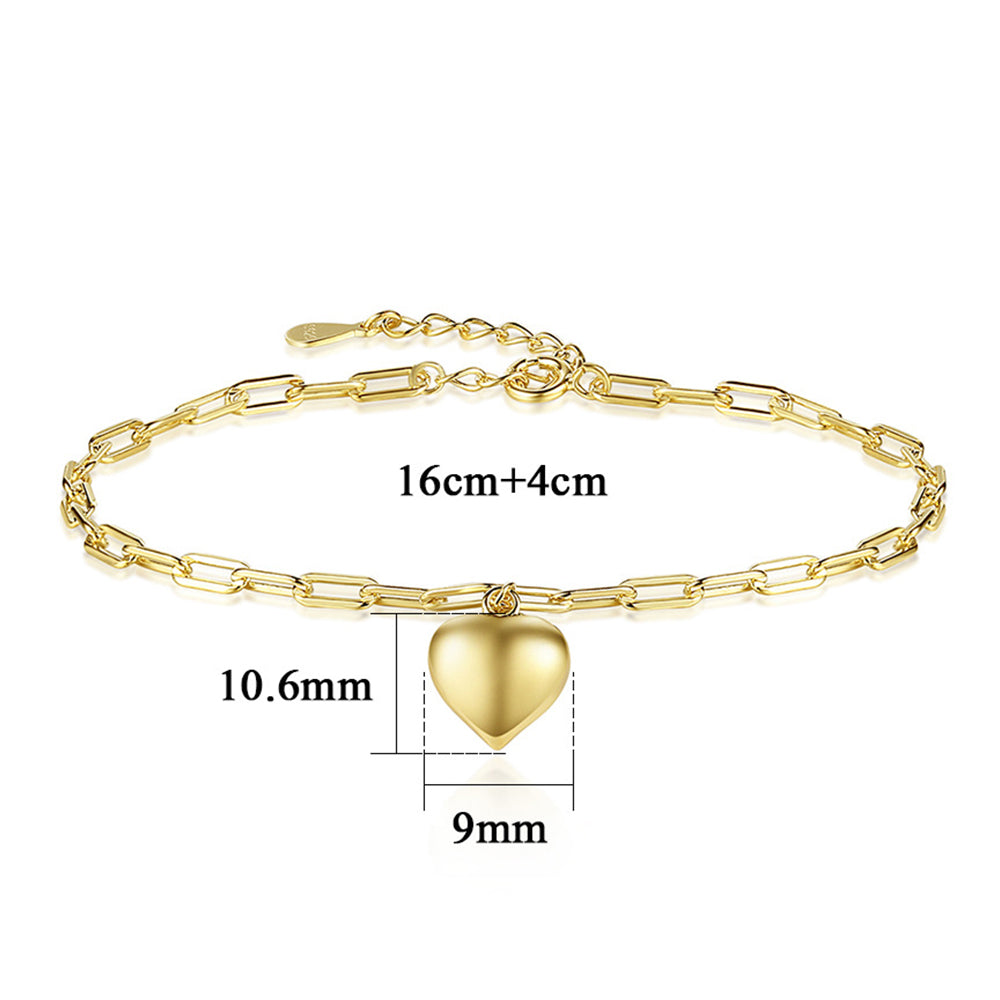 925 Sterling Silver Heart Bracelet Fashion Jewelry Gift for Women Girls