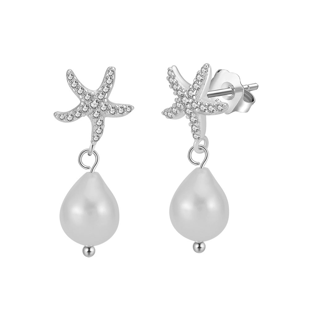 925 Sterling Silver Natural Pearl Earrings Fashion Jewelry Gift for Women Girl