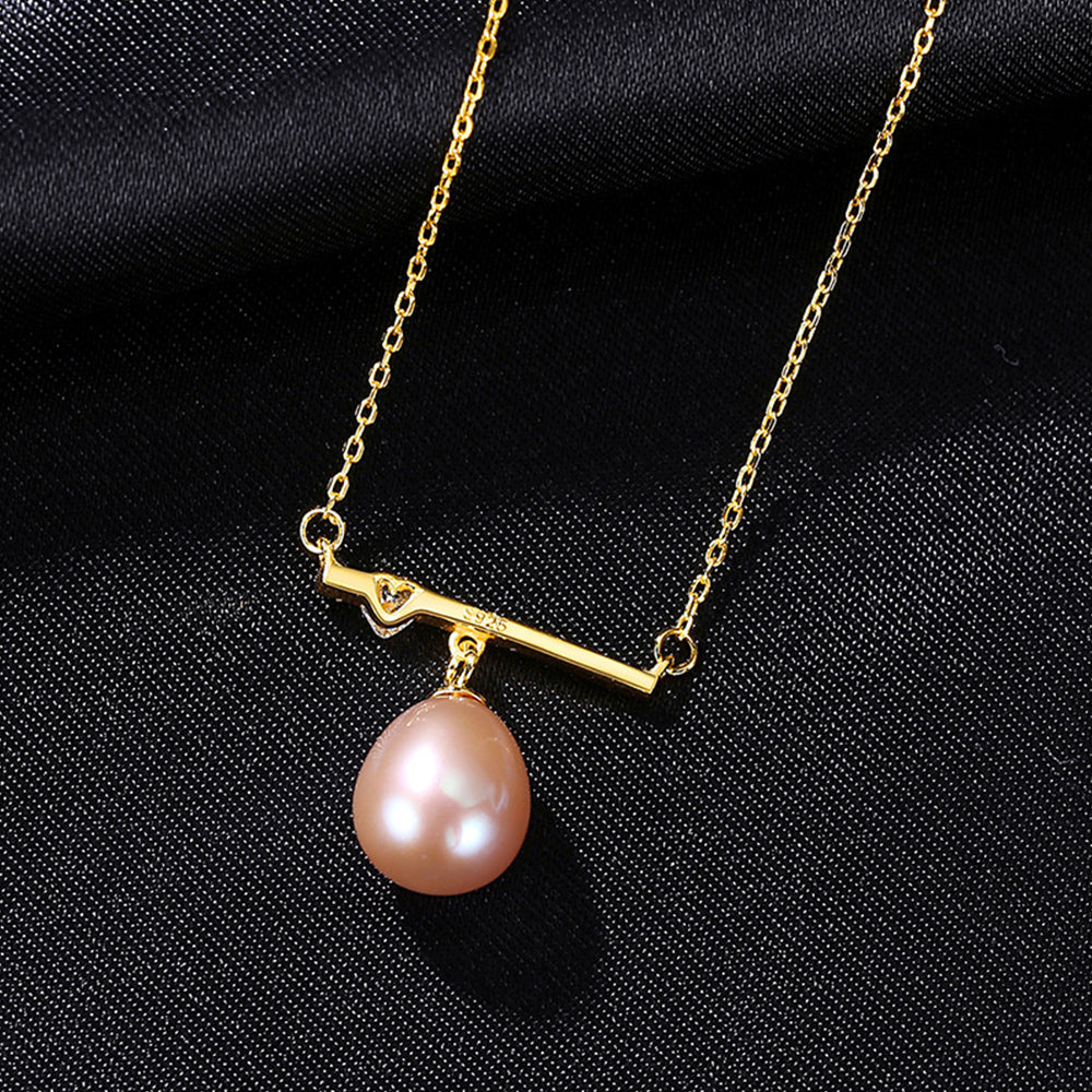 925 Sterling Silver Natural Pearl Drop Necklace Fashion Jewelry Gift for Women Girls