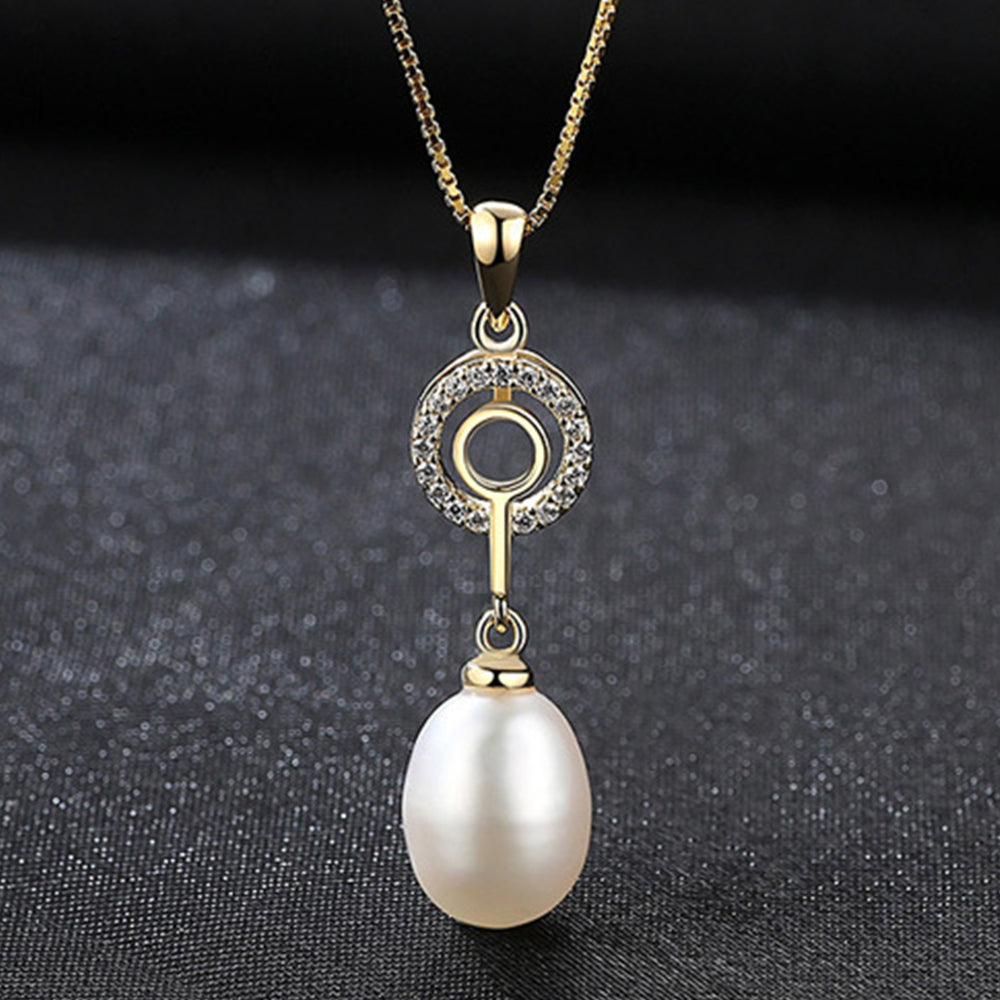 925 Sterling Silver Natural Pearl Drop Necklace Fashion Jewelry Gift for Women Girls
