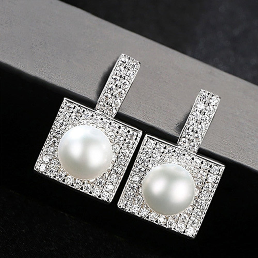 925 Sterling Silver Natural Pearl Drop Earrings Fashion Jewelry Gift for Women Girls