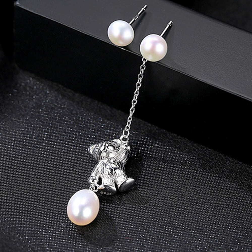 925 Sterling Silver Natural Pearl Drop Earrings Fashion Jewelry Gift for Women Girls