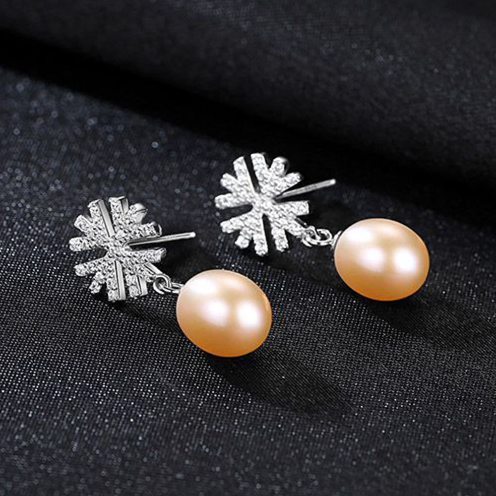 Pendientes colgantes de perla natural de plata de ley 925, joyería de moda, regalo para mujeres y niñas.
