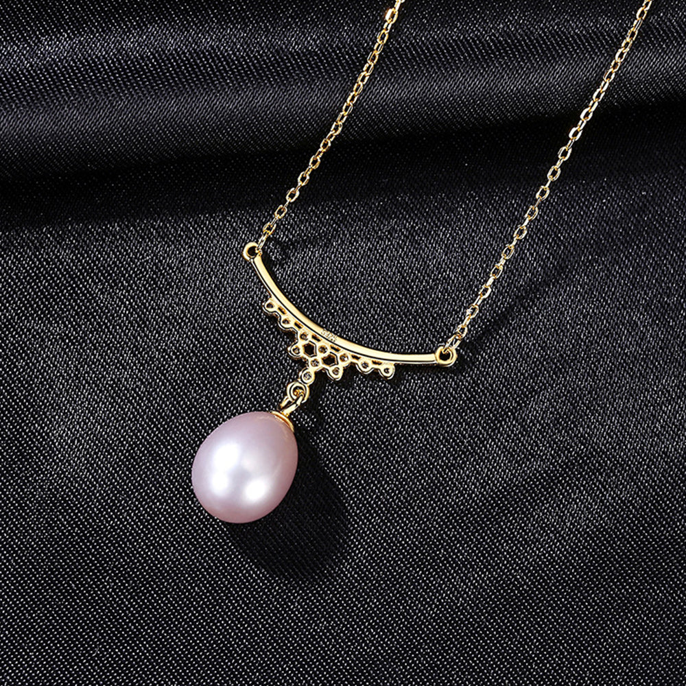 925 Sterling Silver Natural Pearl Drop Necklace Fashion Jewelry Gift for Women Girls